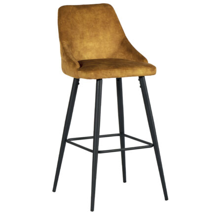 Chaise de bar en métal et tissu moutarde