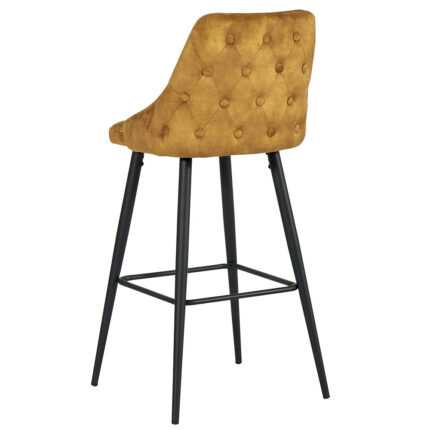 Chaise de bar en métal et tissu moutarde