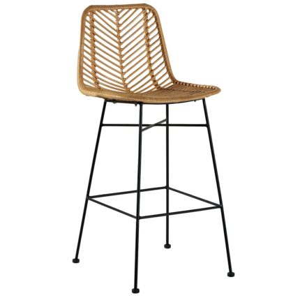 Chaise de bar COCO en métal et rotin
