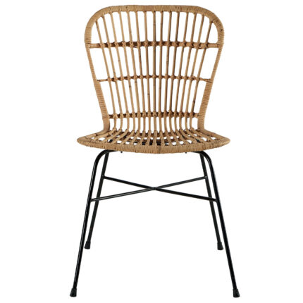 Chaise en métal et rotin