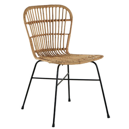 Chaise en métal et rotin