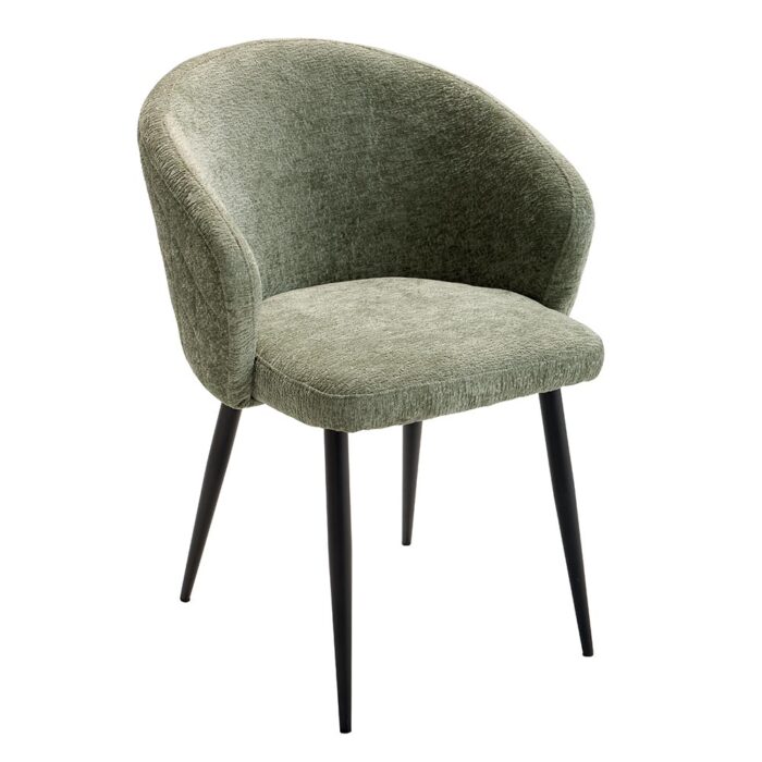 Chaise métal et tissu vert design vintage