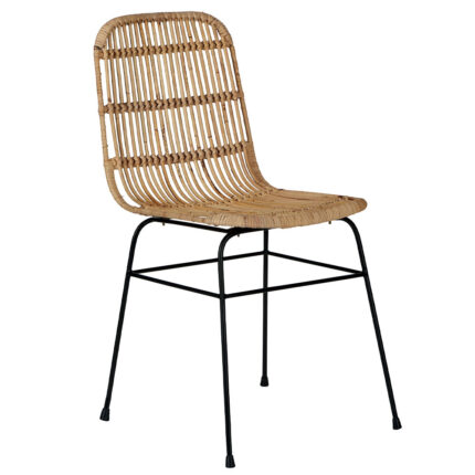 Chaise en métal et rotin